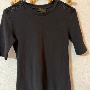 Truth Black Top with Embellished Shoulders